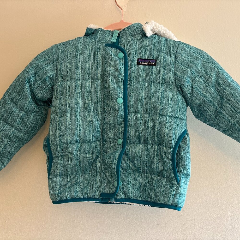 Patagonia Heathered Teal Reversible Fleece/Puffer Jacket